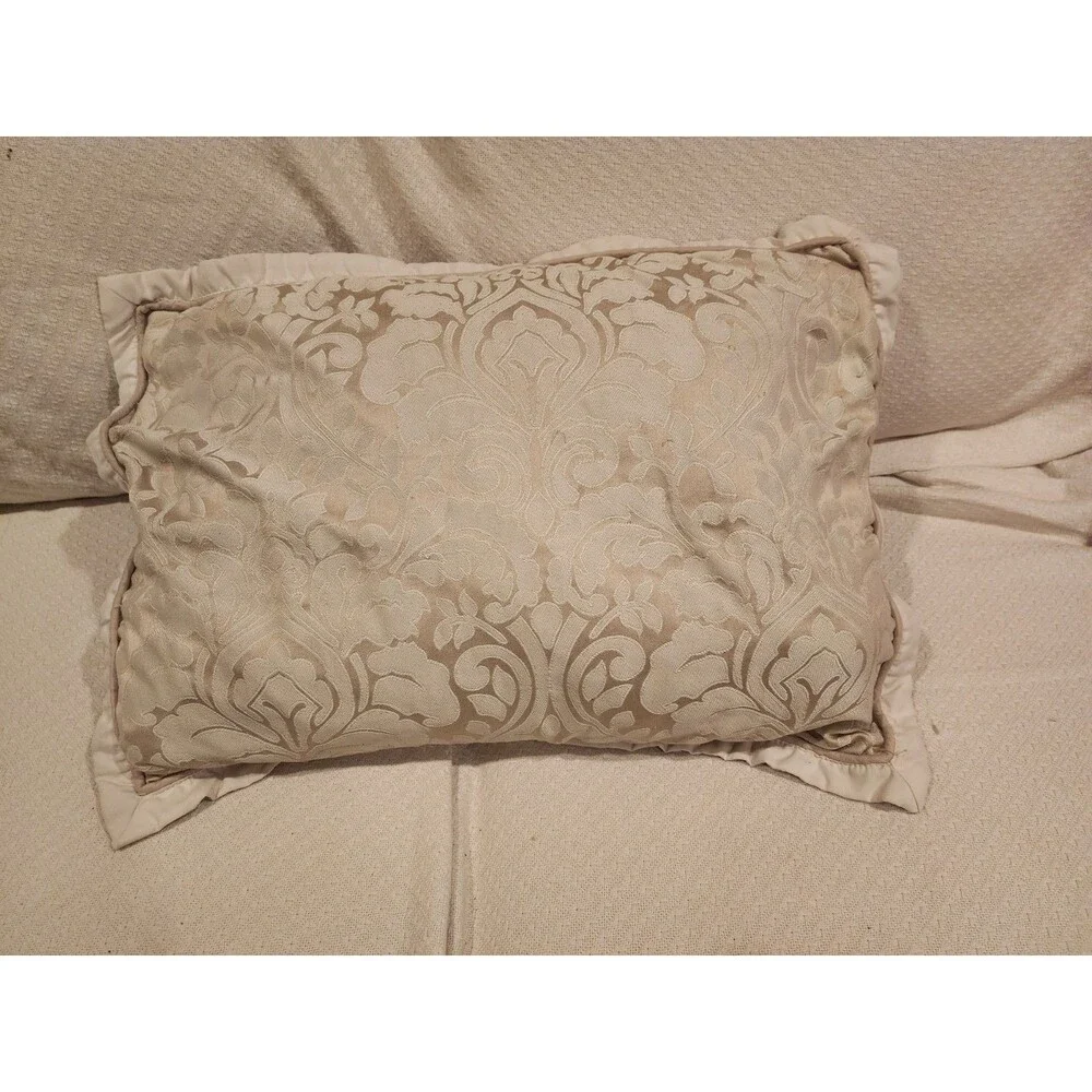 2 Champagne Tan Brown Damask Standard Pillow Sham 20 x 26